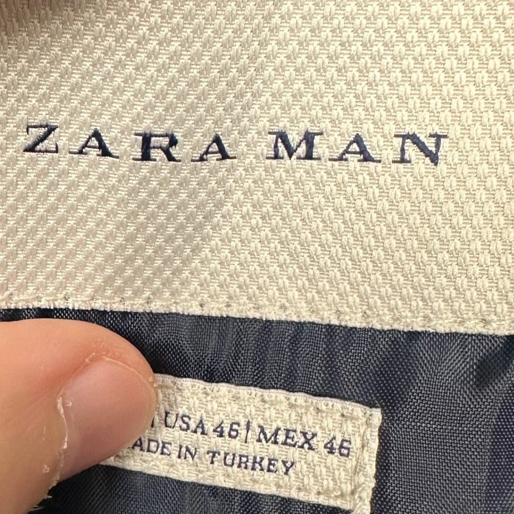 NEW Zara Man Blazer Mens 46 Tailored Charcoal Grey Textured Sport Coat Jacket